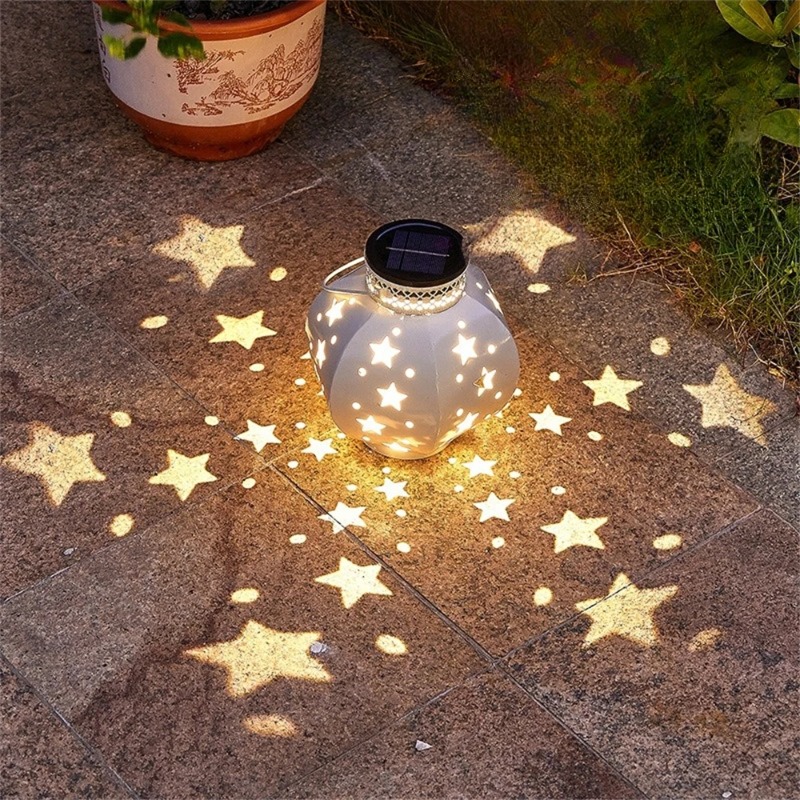 Hanging Outdoor Lighting - Garden Star Projector Lamp Hanging Solar